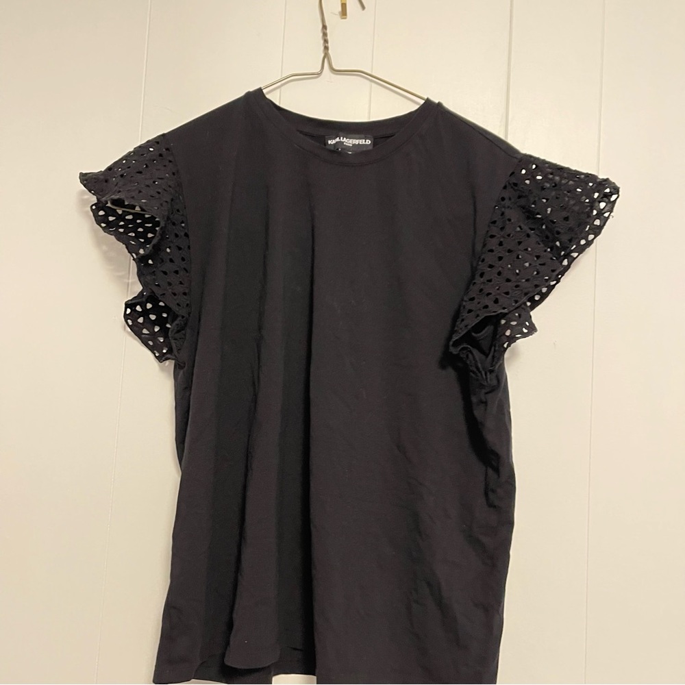 Karl Lagerfeld ruffled sleeve top